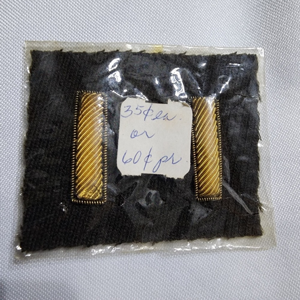 Vintage GIMSCO Gold Bullion Military Rank Insignia Bars Sew‎ On Patches Pair